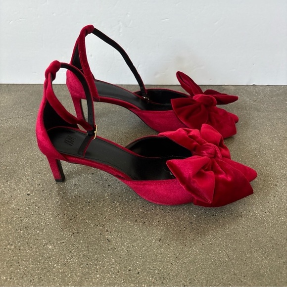H&M NWT HOLIDAY RED BOW HEELS - Picture 8 of 10